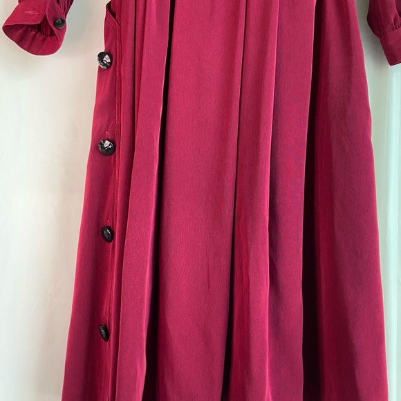 Leslie Faye vintaged cranberry red belted midi dress SZ 10 - Picture 4 of 10